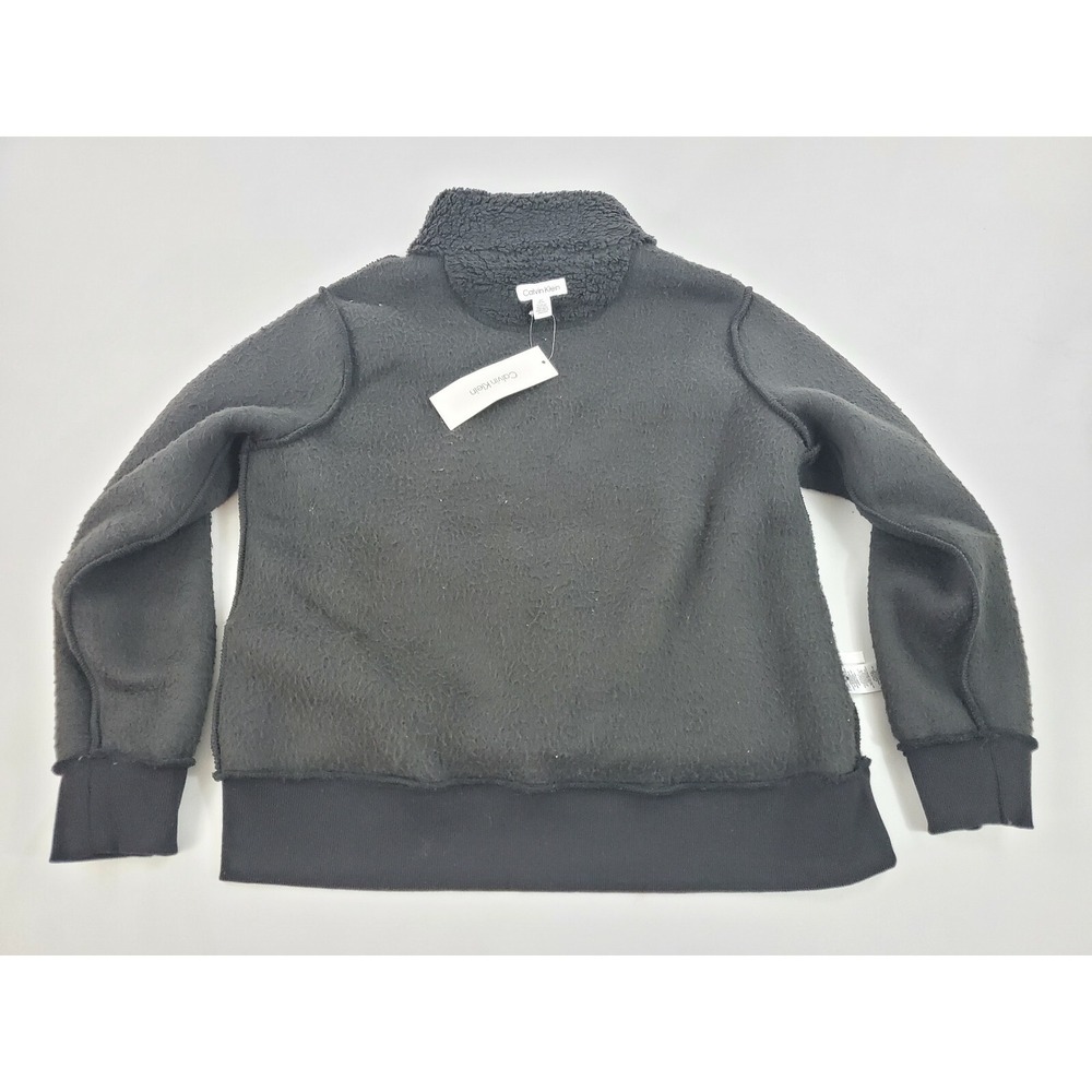 Calvin Klein Womens Sherpa Quarter Zip Jacket Jet Black M9XES802 Medium - Picture 5 of 7